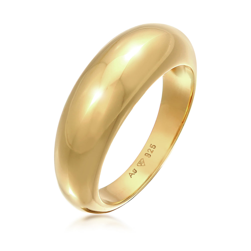 Gold Cincin Perhiasan Perak 925 Wanita Chunky Basic Gold Plated