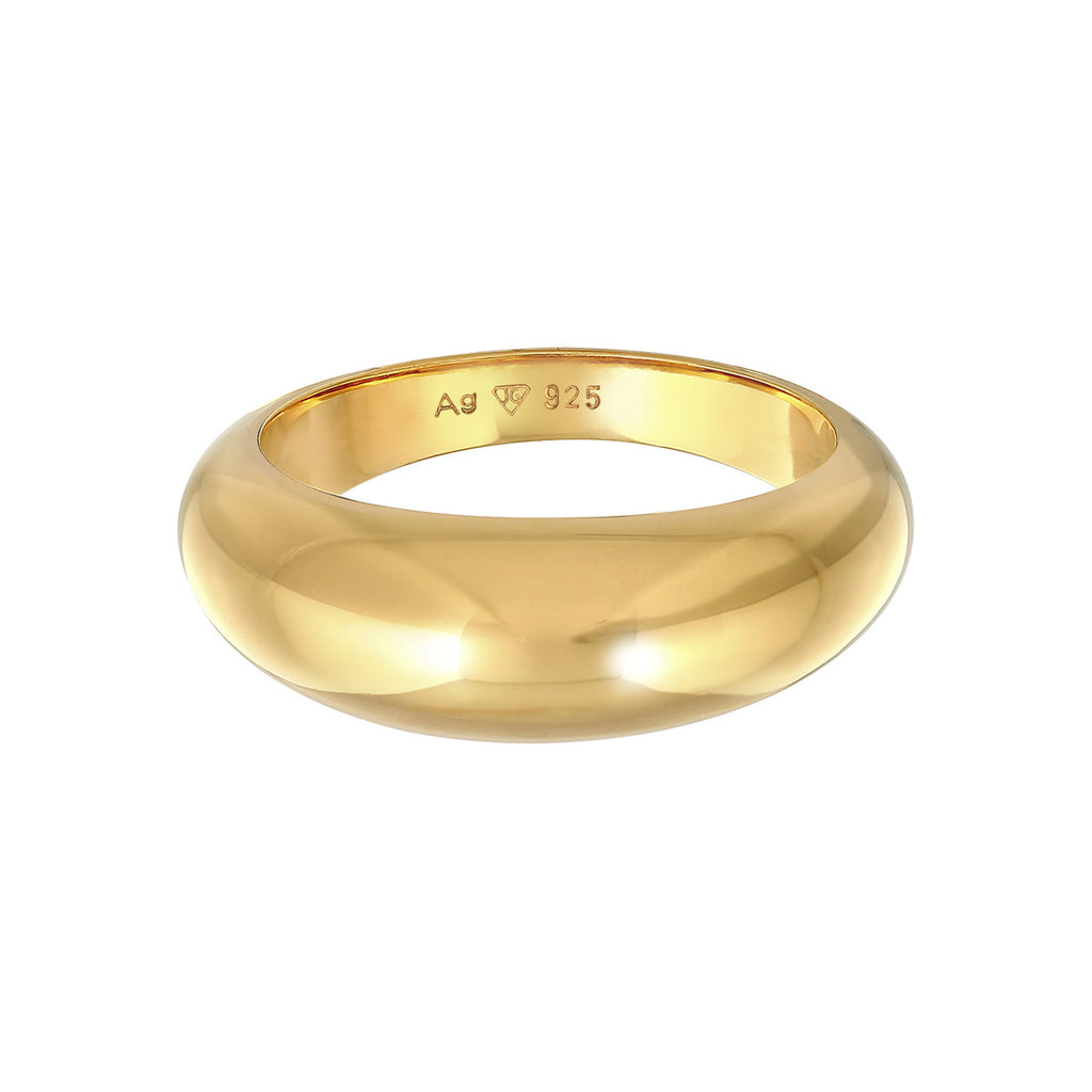 Gold Cincin Perhiasan Perak 925 Wanita Chunky Basic Gold Plated