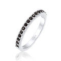 Silver Cincin Perhiasan Perak 925 Wanita Band Memoire Crystals Black