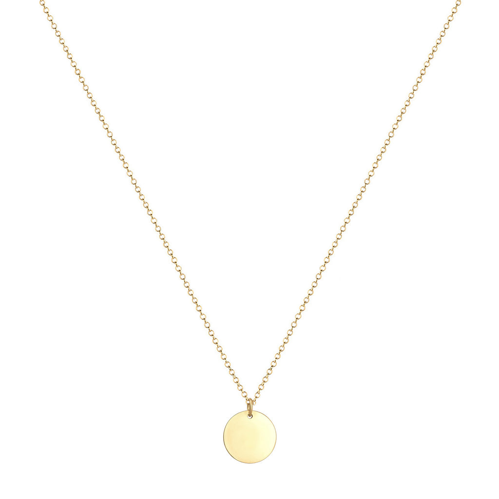 Gold Kalung Perhiasan Perak 925 Wanita Plate Pendant Basic Round Gold Plated
