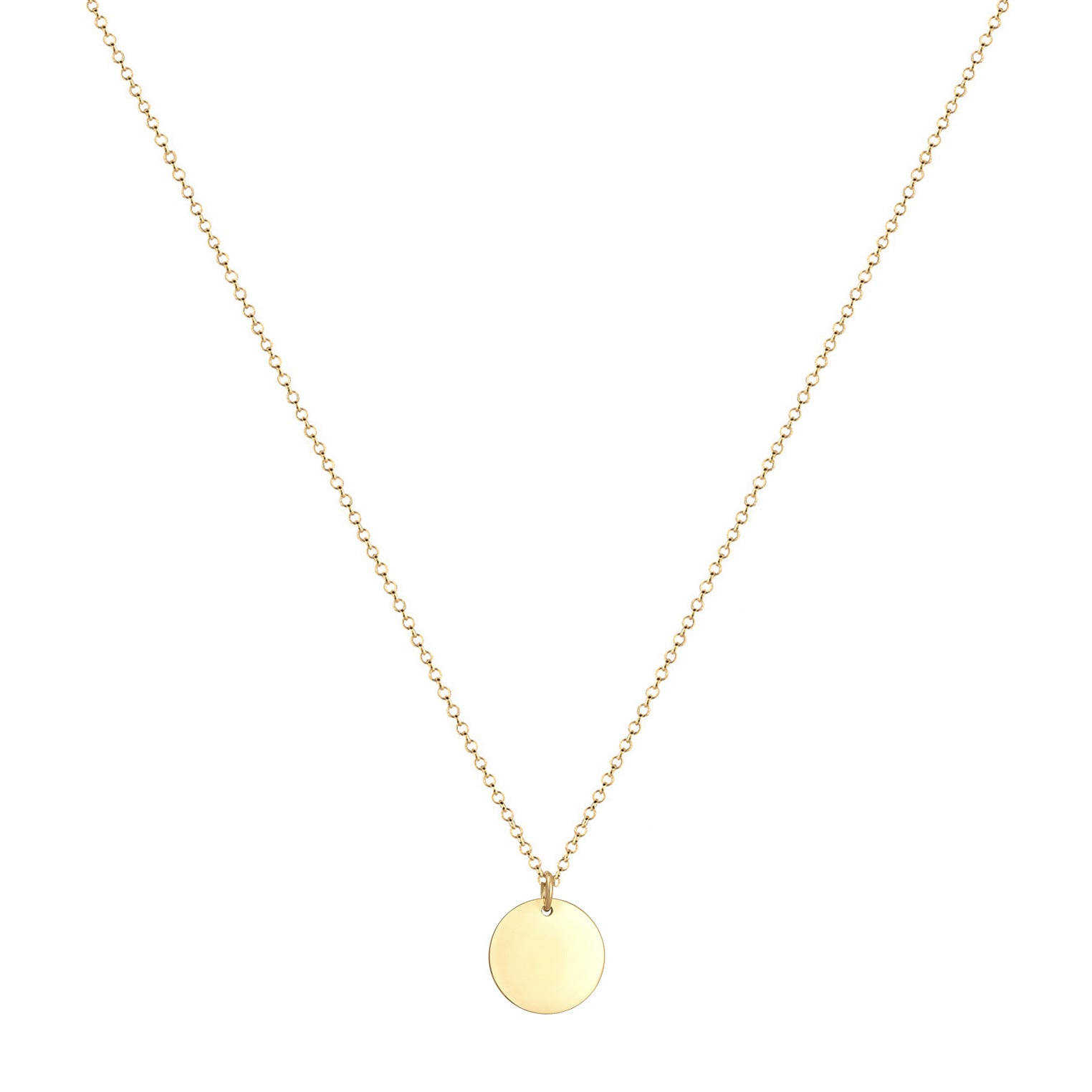 Gold Kalung Perhiasan Perak 925 Wanita Plate Pendant Basic Round Gold Plated