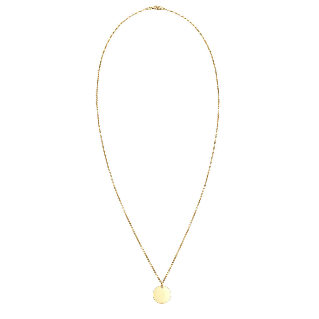 Gold Kalung Perhiasan Perak 925 Wanita Plate Pendant Basic Round Gold Plated