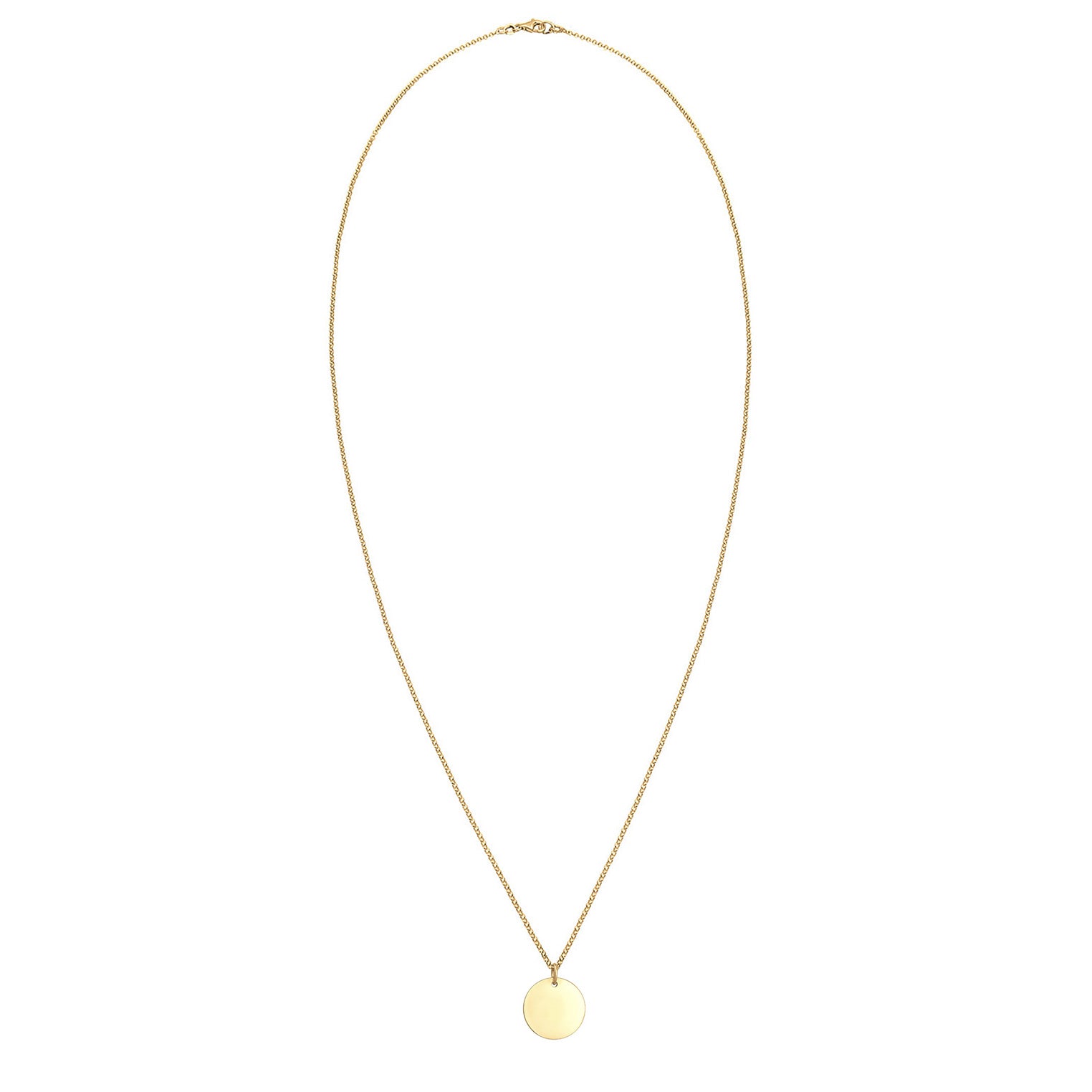 Gold Kalung Perhiasan Perak 925 Wanita Plate Pendant Basic Round Gold Plated