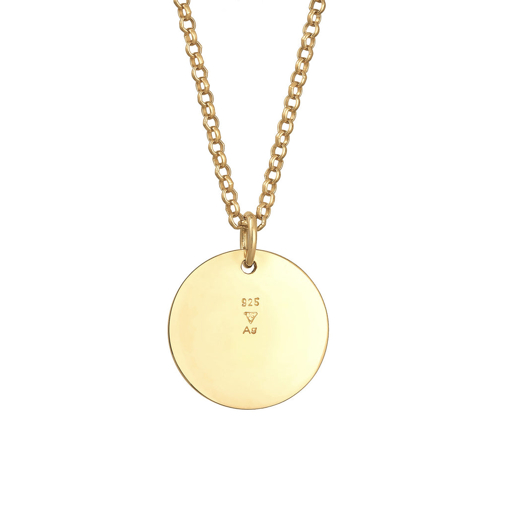 Gold Kalung Perhiasan Perak 925 Wanita Plate Pendant Basic Round Gold Plated