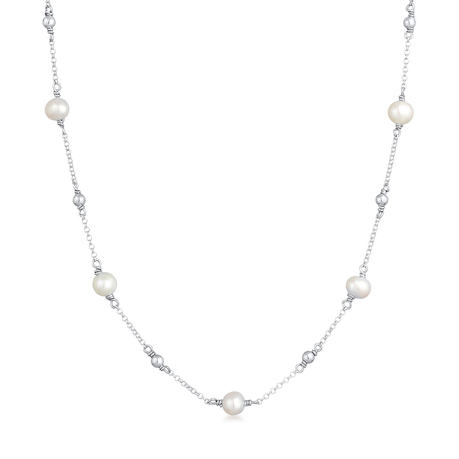 Silver Kalung Perhiasan Perak 925 Wanita Balls Filigree with Freshwater Pearls