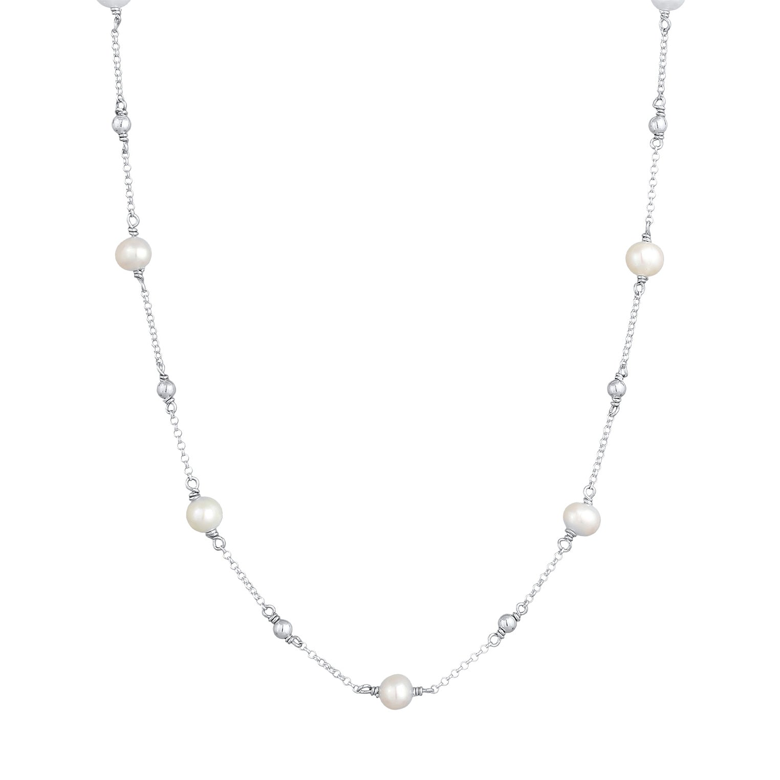 Silver Kalung Perhiasan Perak 925 Wanita Balls Filigree with Freshwater Pearls