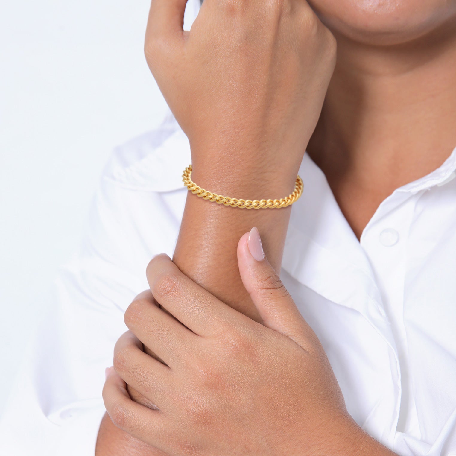 Gold Perhiasan Wanita Perak Asli - Silver Gelang Solid Basic Lapis Emas