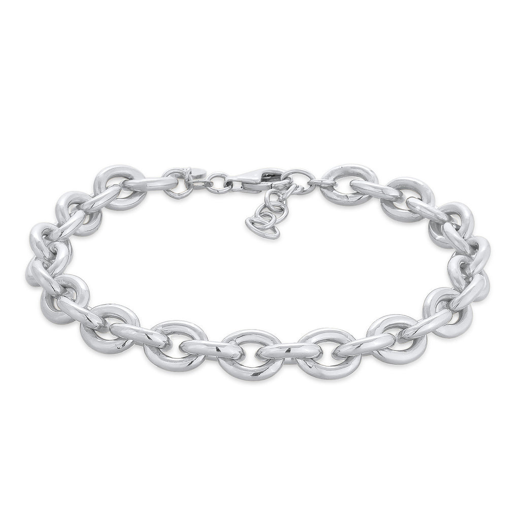 Silver Perhiasan Wanita Perak Asli - Silver Gelang Statement Coarse Elegant Rhodium Plated