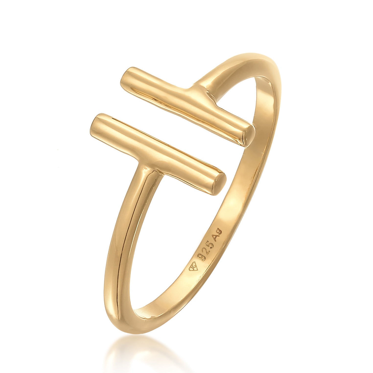 Gold Cincin Perhiasan Perak 925 Wanita Geo Rod Trend Open Gold Plated