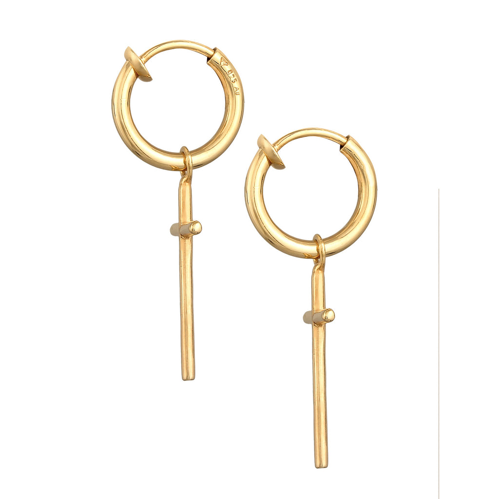 Gold Perhiasan Wanita Perak Asli - Silver Anting Creoles Cross Clips Gold Plated
