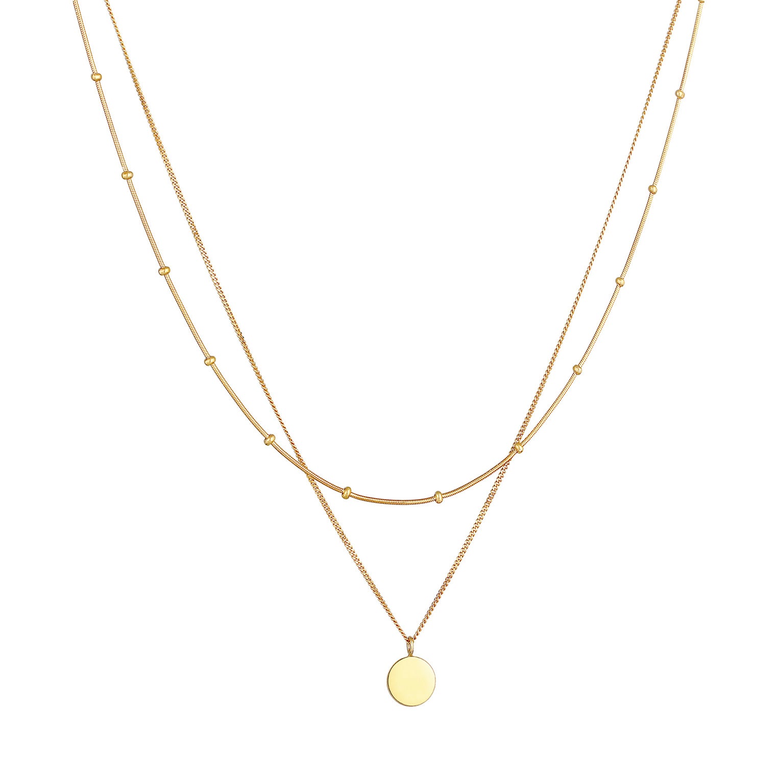 Gold Perhiasan Wanita Perak Asli - Silver Kalung Plate Pendant Basic 2-Layer Gold Plated