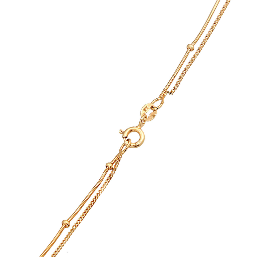Gold Perhiasan Wanita Perak Asli - Silver Kalung Plate Pendant Basic 2-Layer Gold Plated