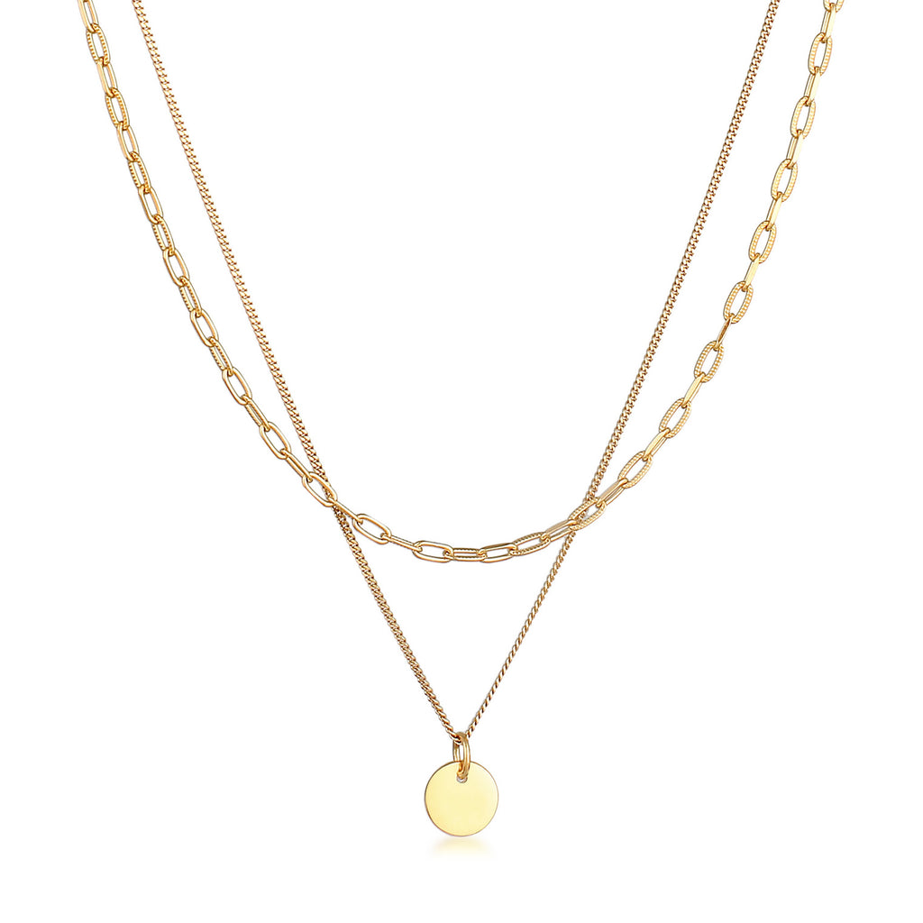 Gold Kalung Perhiasan Perak 925 Wanita Plate Pendant Basic Layer Gold Plated