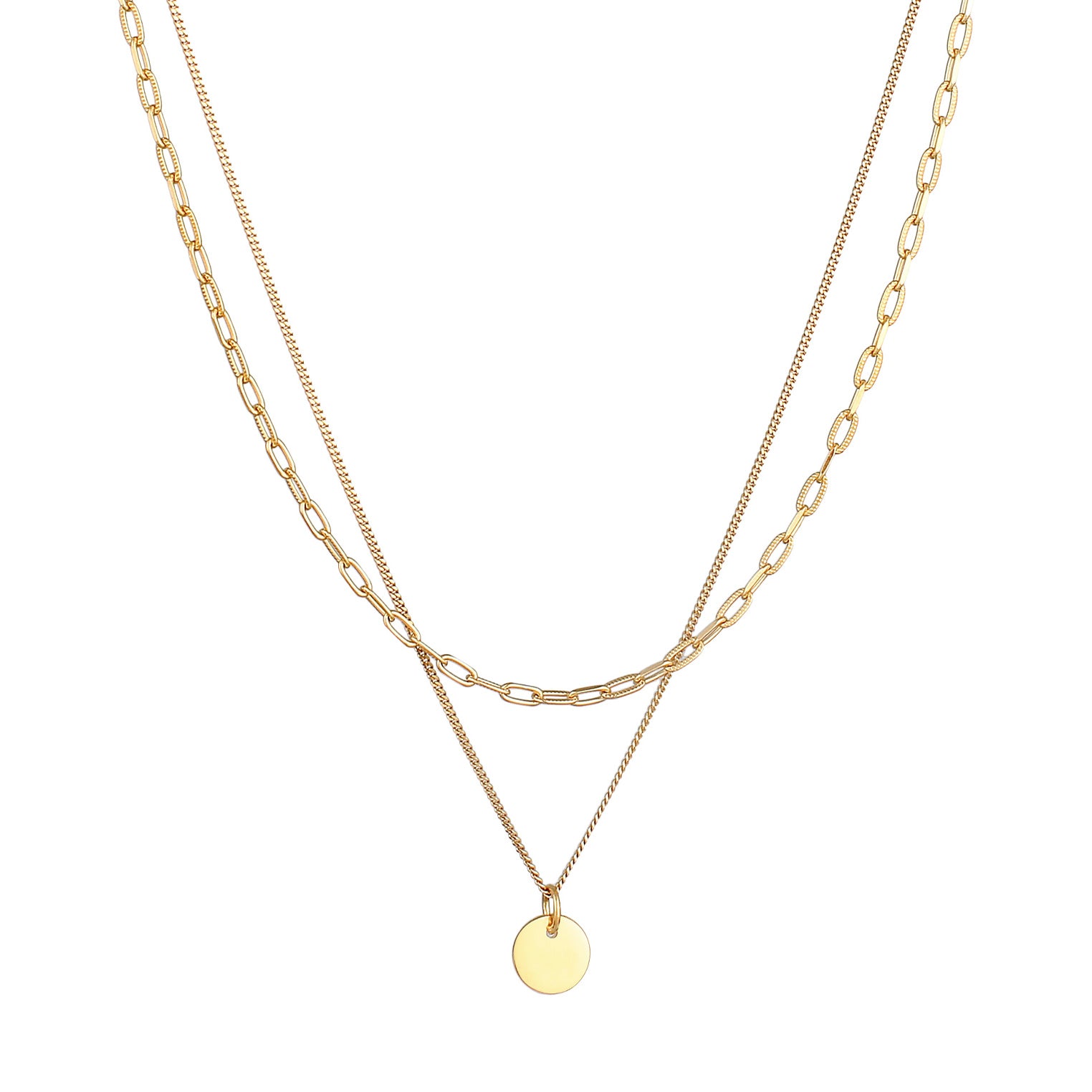 Gold Kalung Perhiasan Perak 925 Wanita Plate Pendant Basic Layer Gold Plated