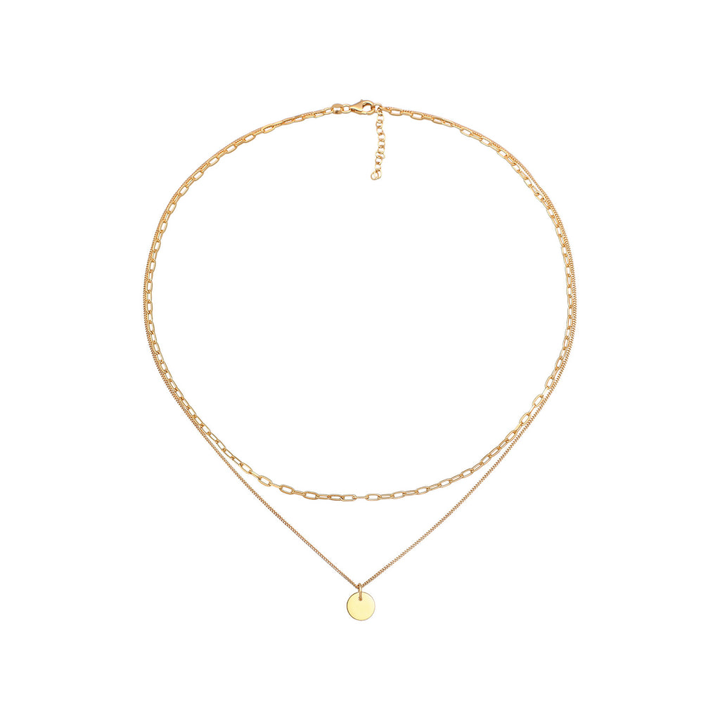 Gold Kalung Perhiasan Perak 925 Wanita Plate Pendant Basic Layer Gold Plated