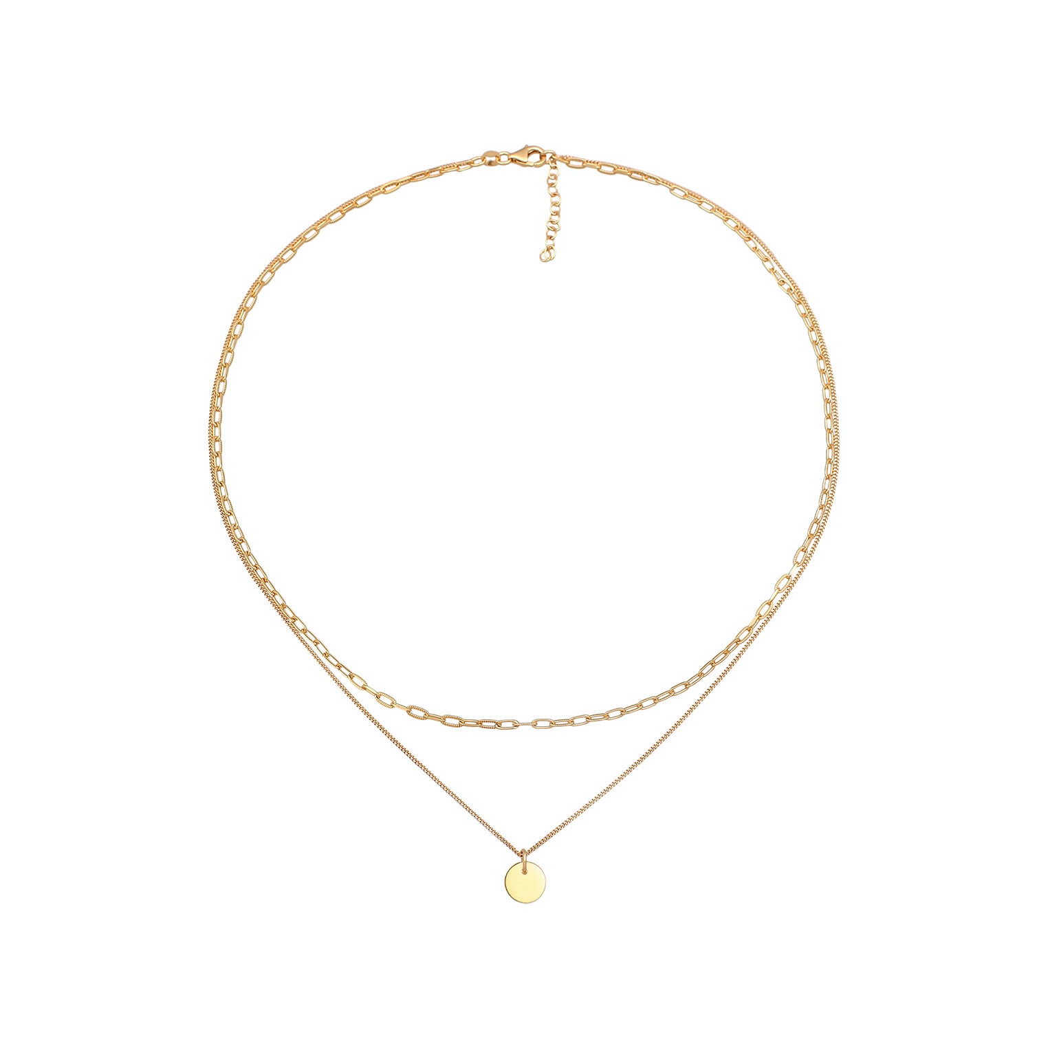 Gold Kalung Perhiasan Perak 925 Wanita Plate Pendant Basic Layer Gold Plated