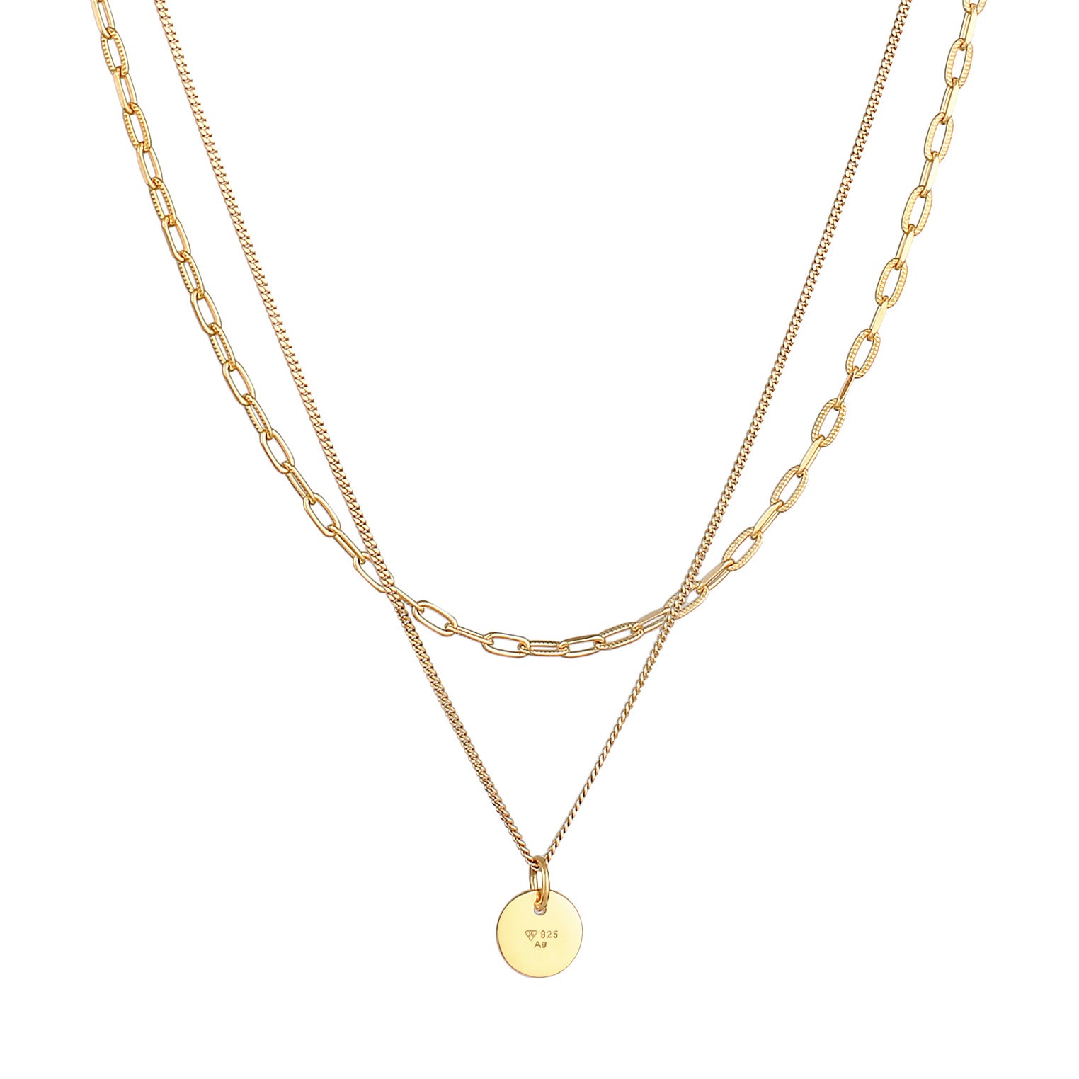 Gold Kalung Perhiasan Perak 925 Wanita Plate Pendant Basic Layer Gold Plated