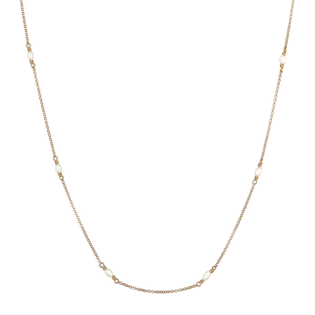 Gold Kalung Perhiasan Perak 925 Wanita Basic Pearl Gold Plated