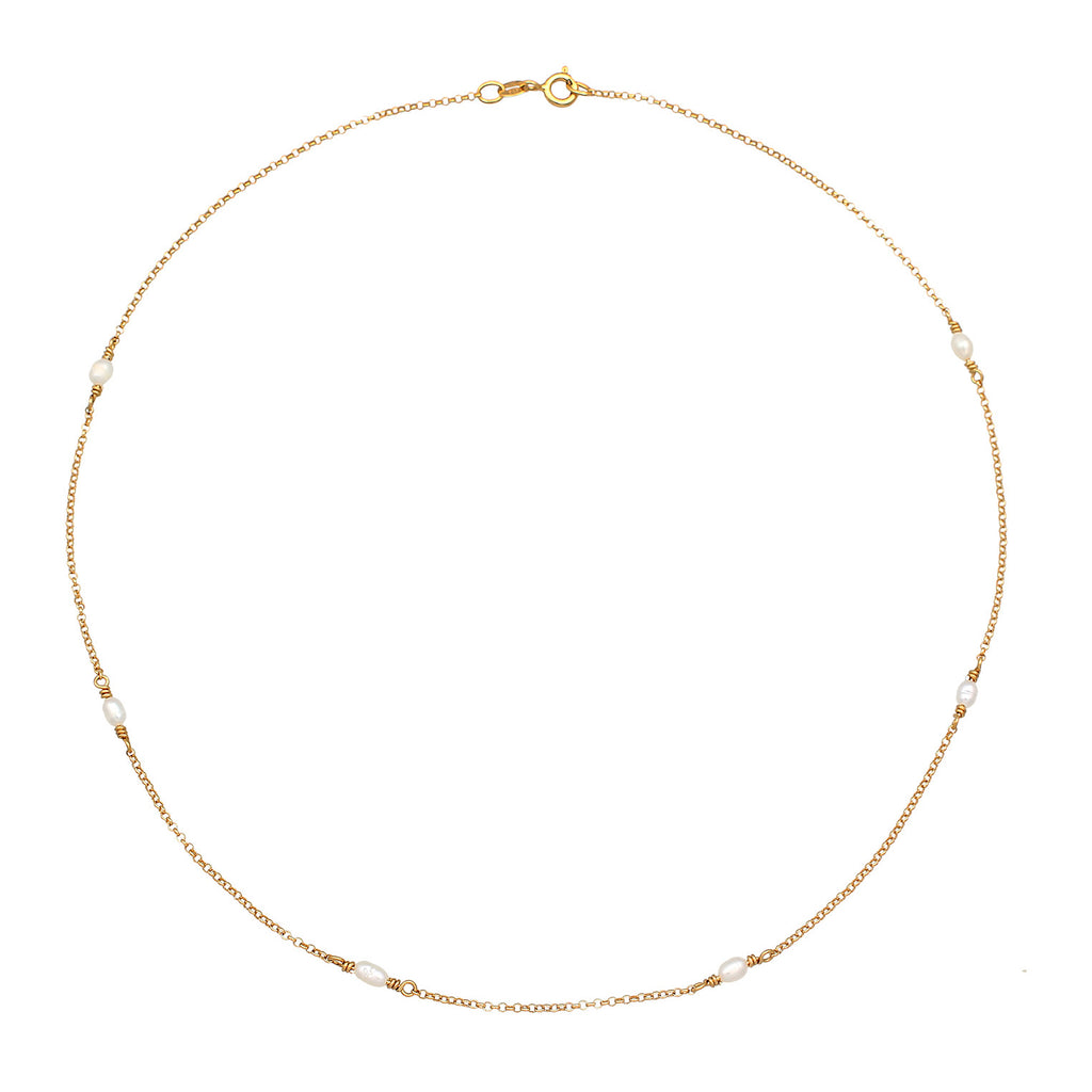 Gold Kalung Perhiasan Perak 925 Wanita Basic Pearl Gold Plated