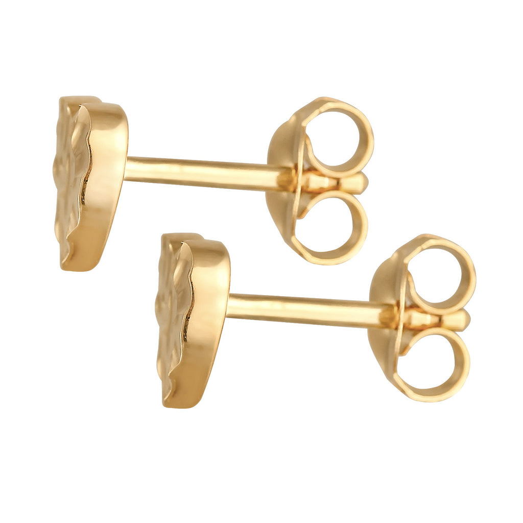 Gold Perhiasan Wanita Perak Asli - Silver Anting Stud Heart Hammered Organic Gold Plated