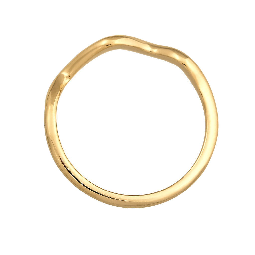 Gold Cincin Perhiasan Perak 925 Wanita Waves Minimalis Geo Trend Gold Plated