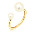 Gold Cincin Perhiasan Perak 925 Wanita Elegant Open Freshwater Pearls Gold Plated
