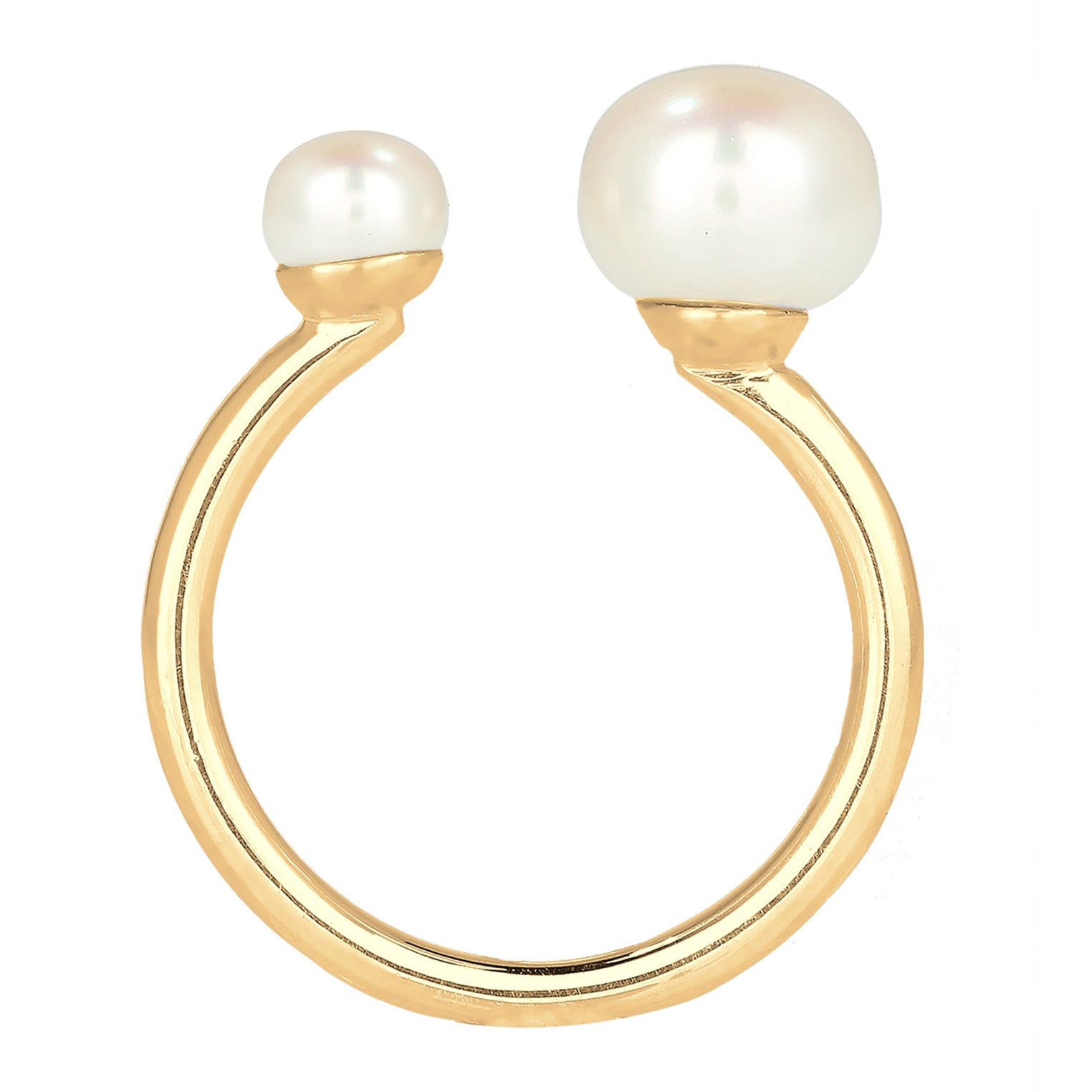 Gold Cincin Perhiasan Perak 925 Wanita Elegant Open Freshwater Pearls Gold Plated