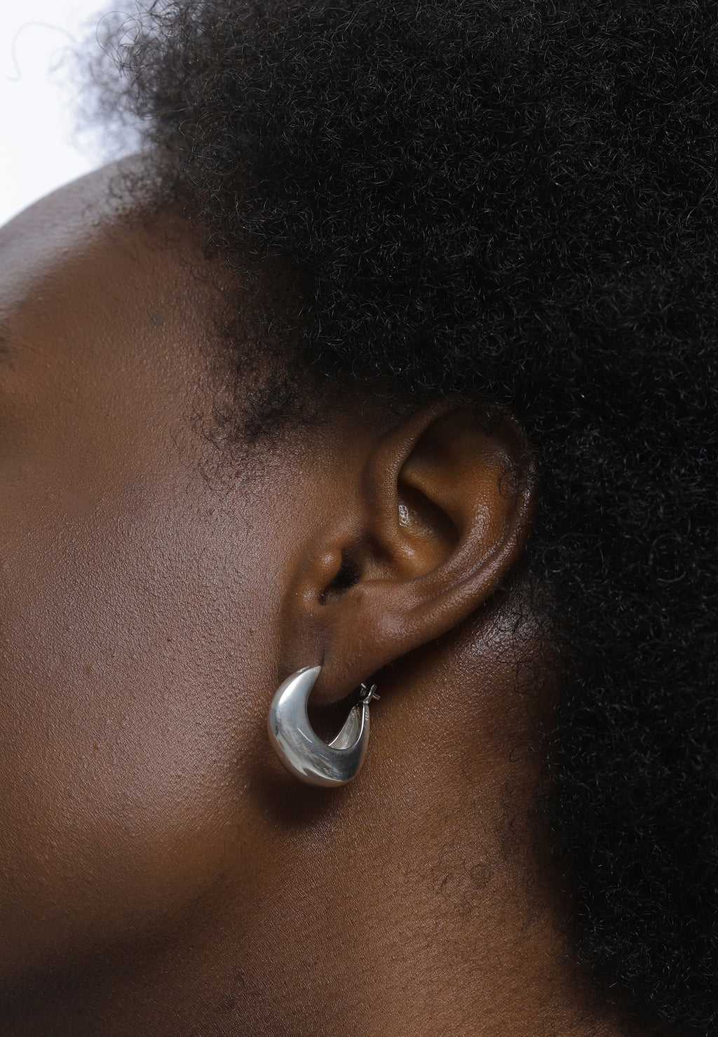 Silver Perhiasan Wanita Perak Asli - Silver Anting Creoles Chunky Plain