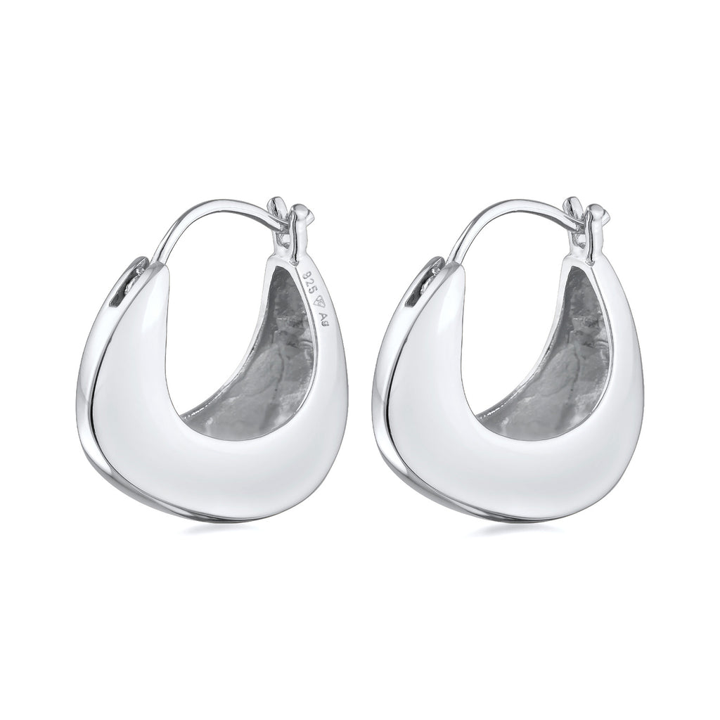 Silver Perhiasan Wanita Perak Asli - Silver Anting Creoles Chunky Plain