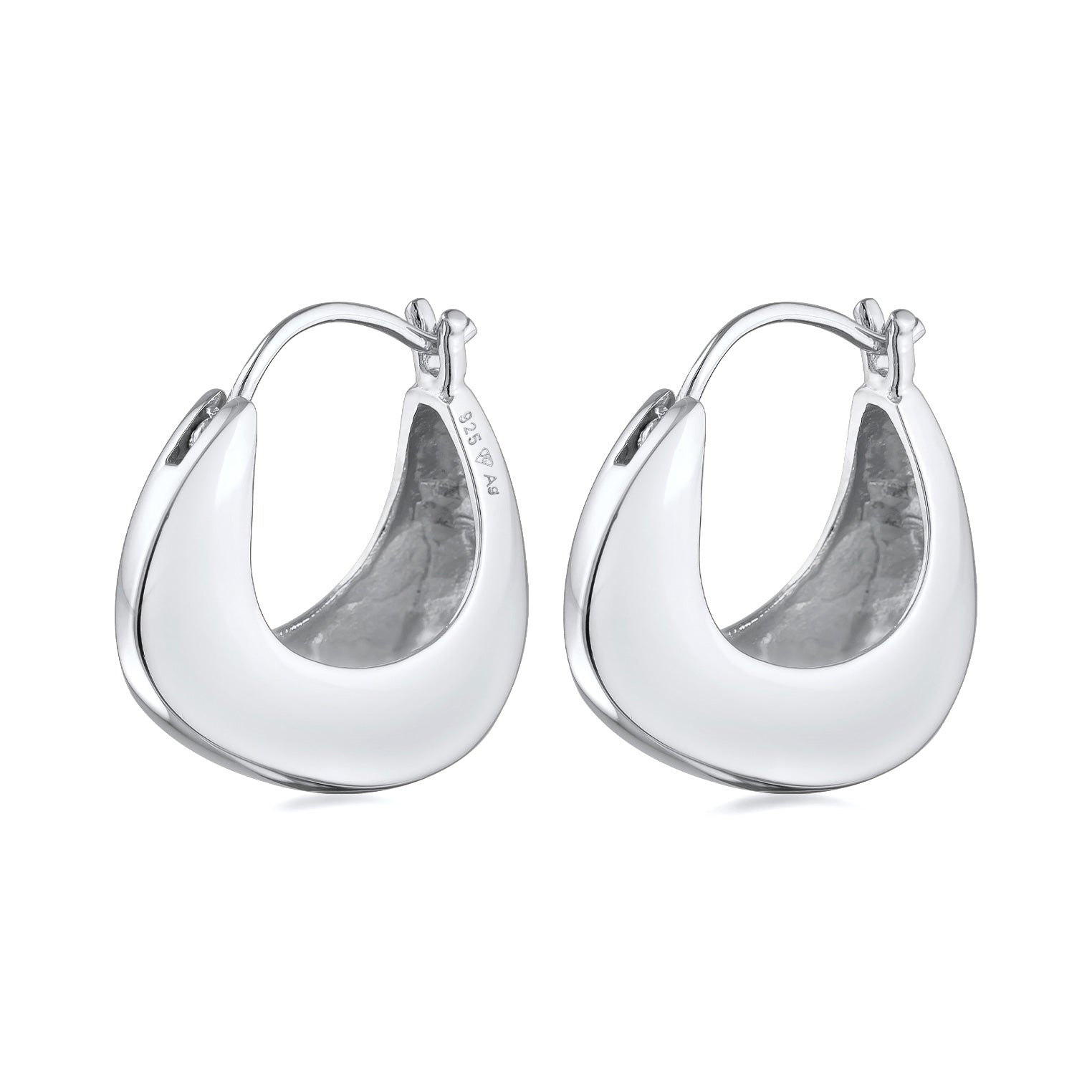 Silver Perhiasan Wanita Perak Asli - Silver Anting Creoles Chunky Plain