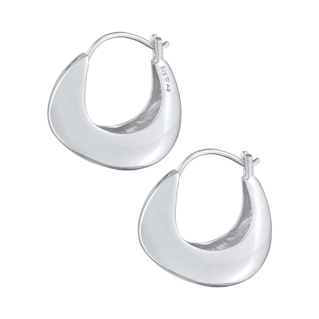 Silver Perhiasan Wanita Perak Asli - Silver Anting Creoles Chunky Plain