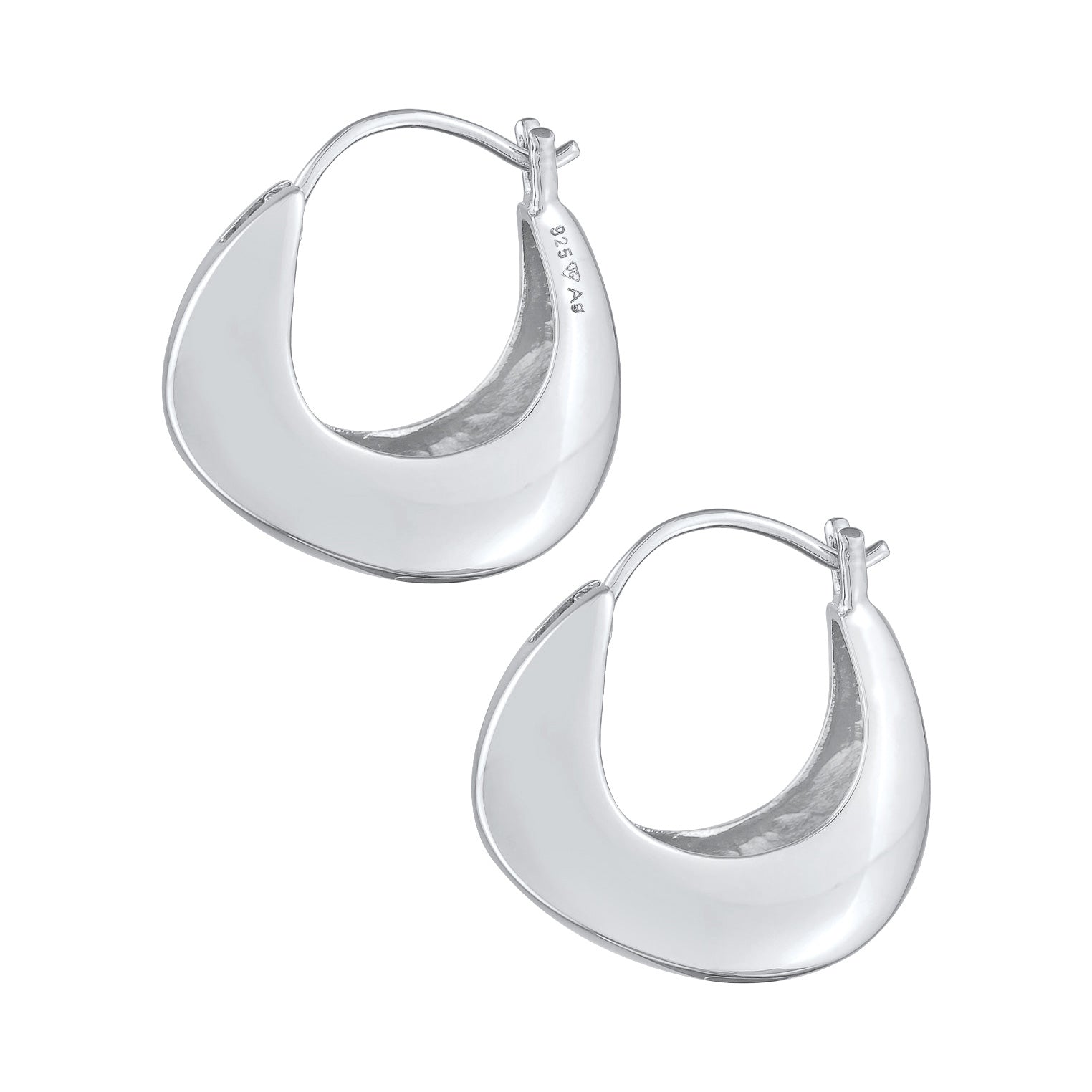 Silver Perhiasan Wanita Perak Asli - Silver Anting Creoles Chunky Plain