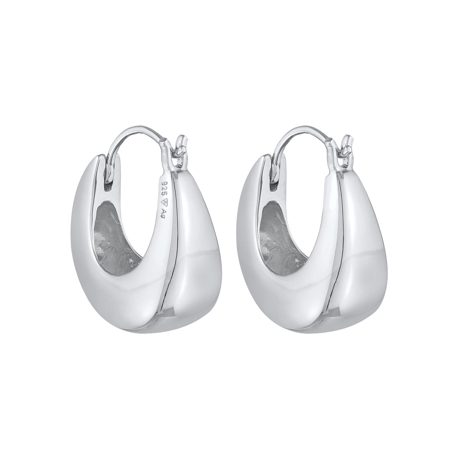Silver Perhiasan Wanita Perak Asli - Silver Anting Creoles Chunky Plain