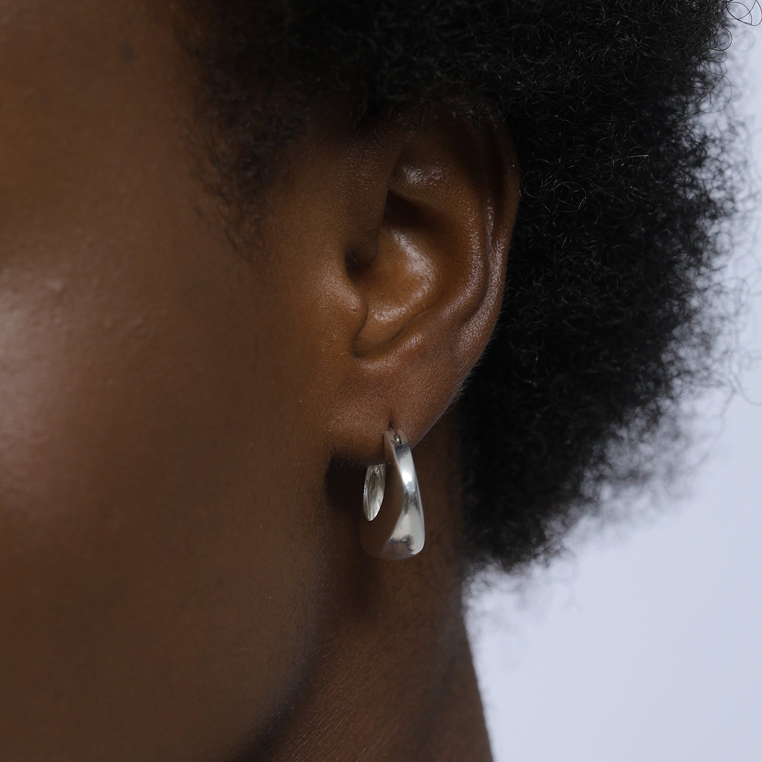 Silver Perhiasan Wanita Perak Asli - Silver Anting Creoles Chunky Plain
