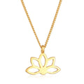 Gold Kalung Perhiasan Perak 925 Wanita Lotus Flower Pendant Spiritual Gold Plated
