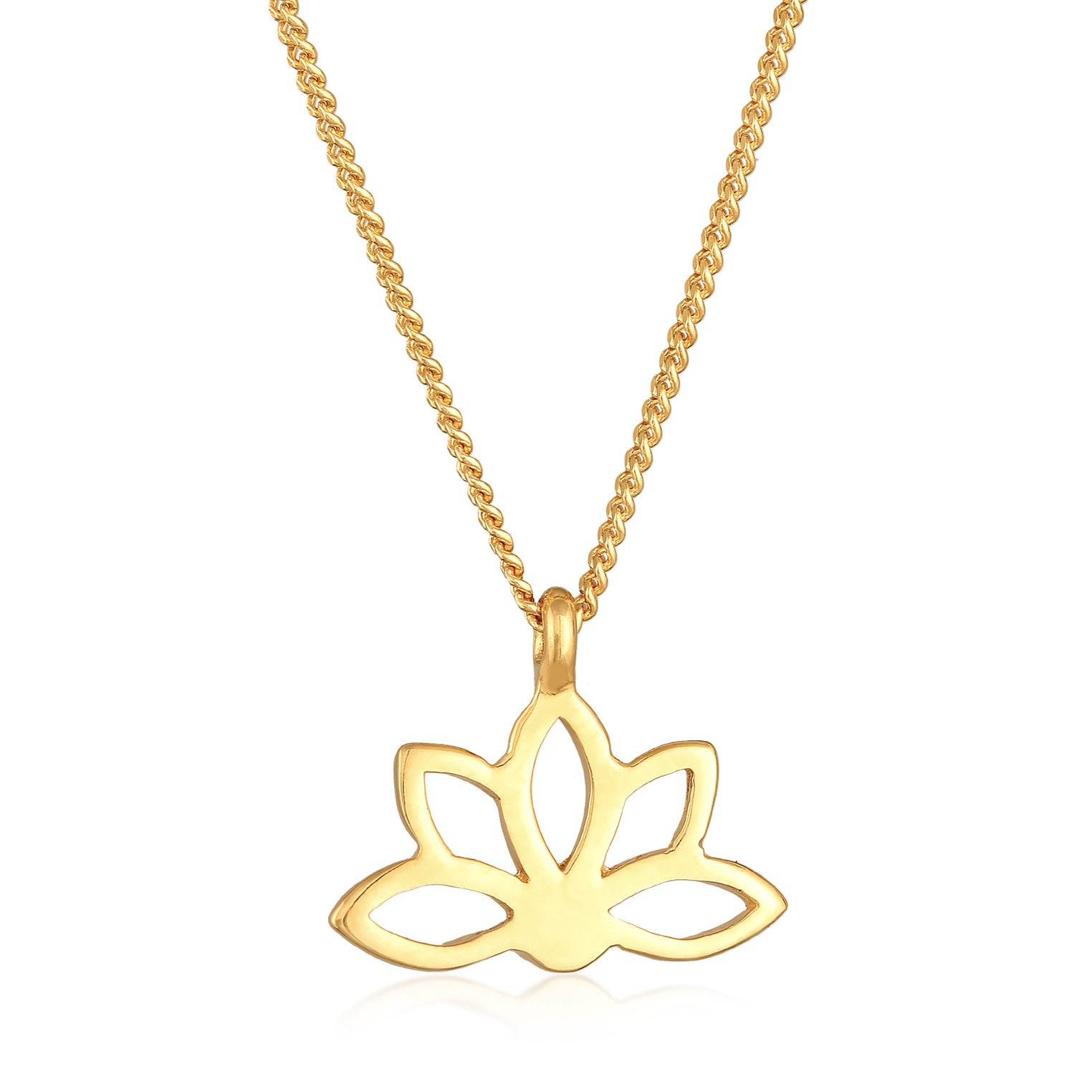 Gold Kalung Perhiasan Perak 925 Wanita Lotus Flower Pendant Spiritual Gold Plated