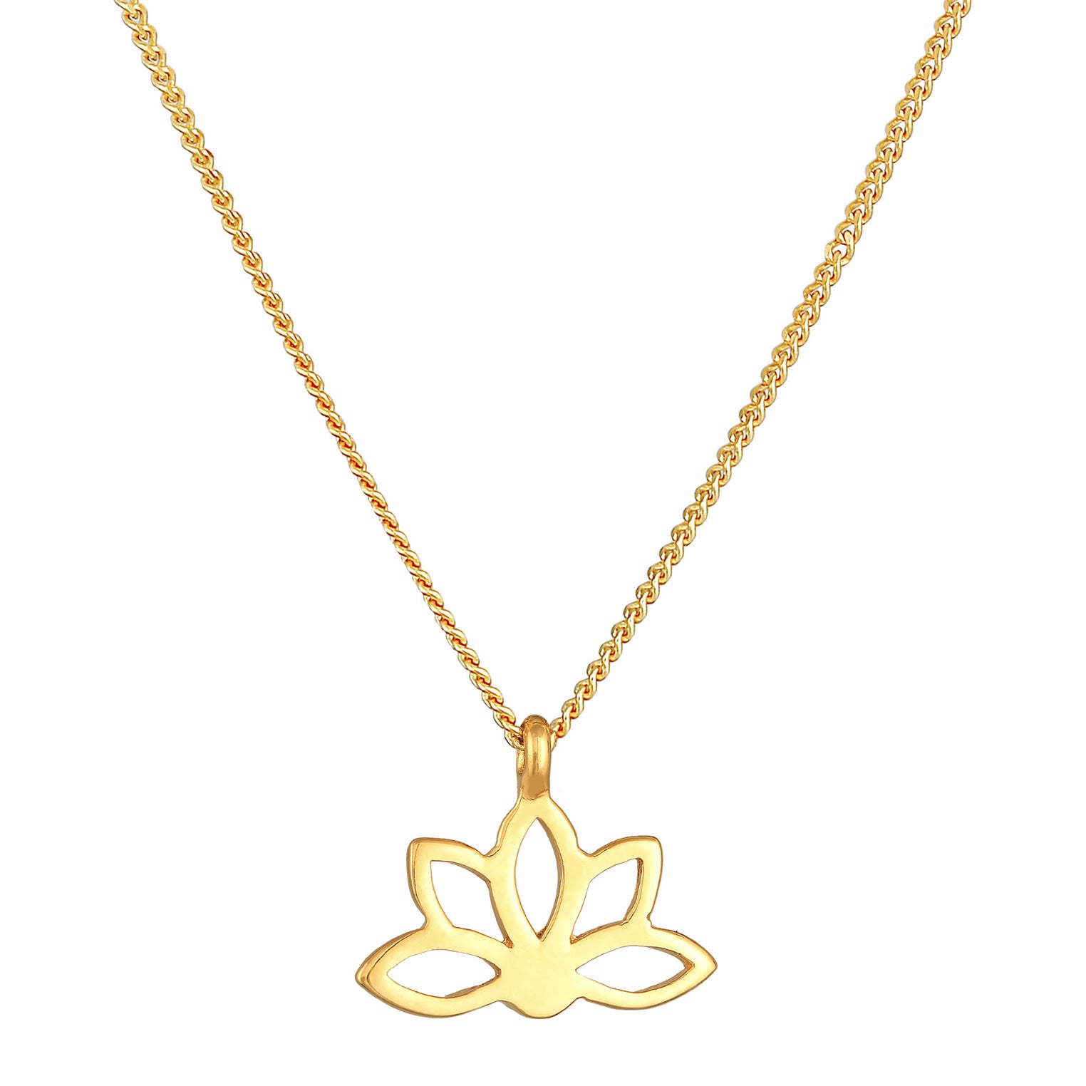 Gold Kalung Perhiasan Perak 925 Wanita Lotus Flower Pendant Spiritual Gold Plated