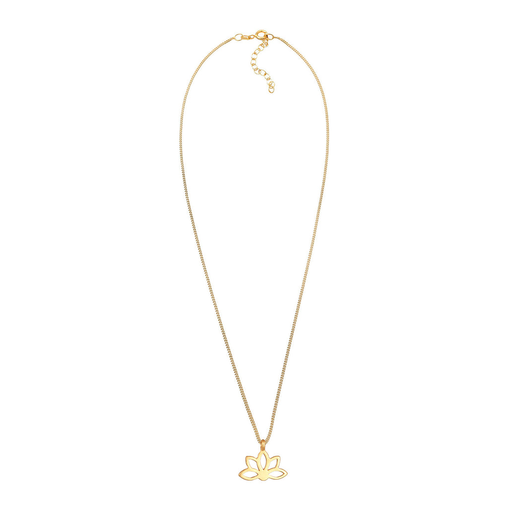 Gold Kalung Perhiasan Perak 925 Wanita Lotus Flower Pendant Spiritual Gold Plated