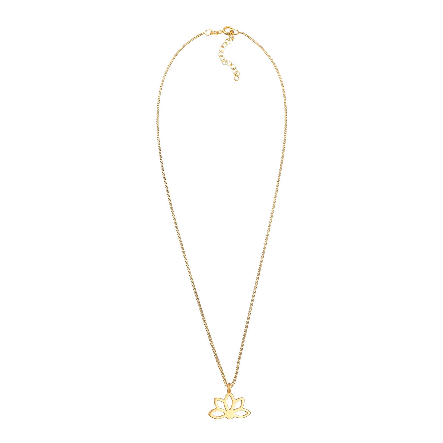 Gold Kalung Perhiasan Perak 925 Wanita Lotus Flower Pendant Spiritual Gold Plated