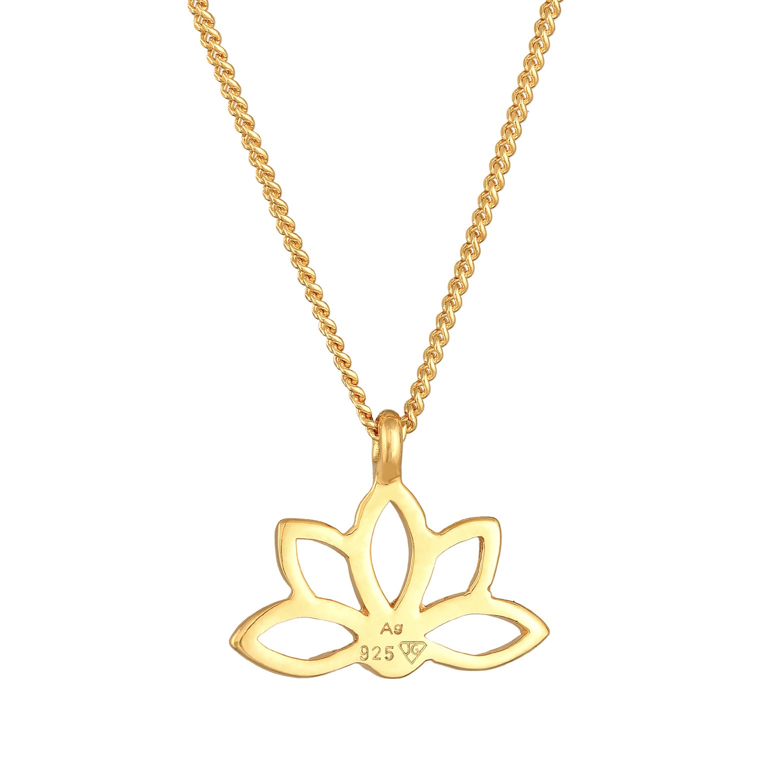 Gold Kalung Perhiasan Perak 925 Wanita Lotus Flower Pendant Spiritual Gold Plated