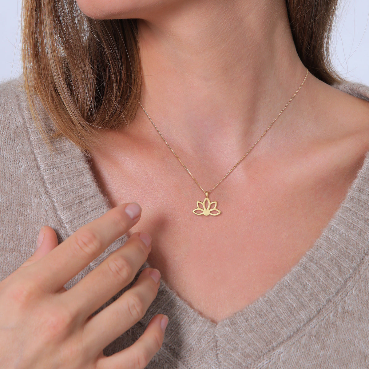 Gold - Elli | Lotus Flower Necklace 925 Silver Gold Plated