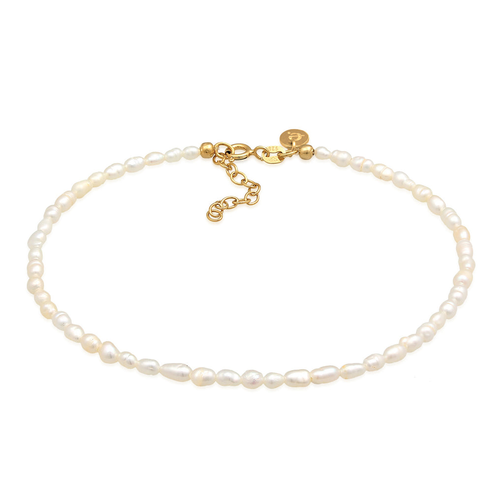 Gold Gelang Kaki Perhiasan Perak 925 Wanita Classic Freshwater Pearls Gold Plated