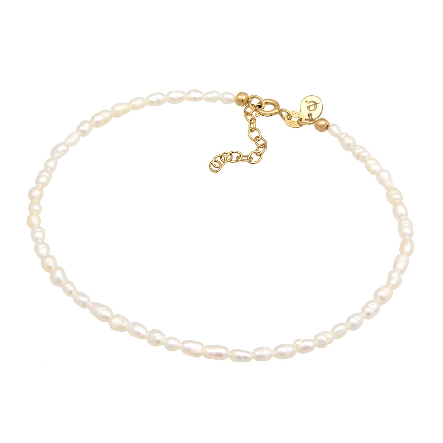 Gold Gelang Kaki Perhiasan Perak 925 Wanita Classic Freshwater Pearls Gold Plated