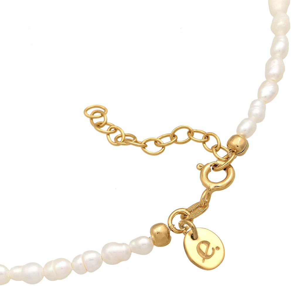 Gold Gelang Kaki Perhiasan Perak 925 Wanita Classic Freshwater Pearls Gold Plated