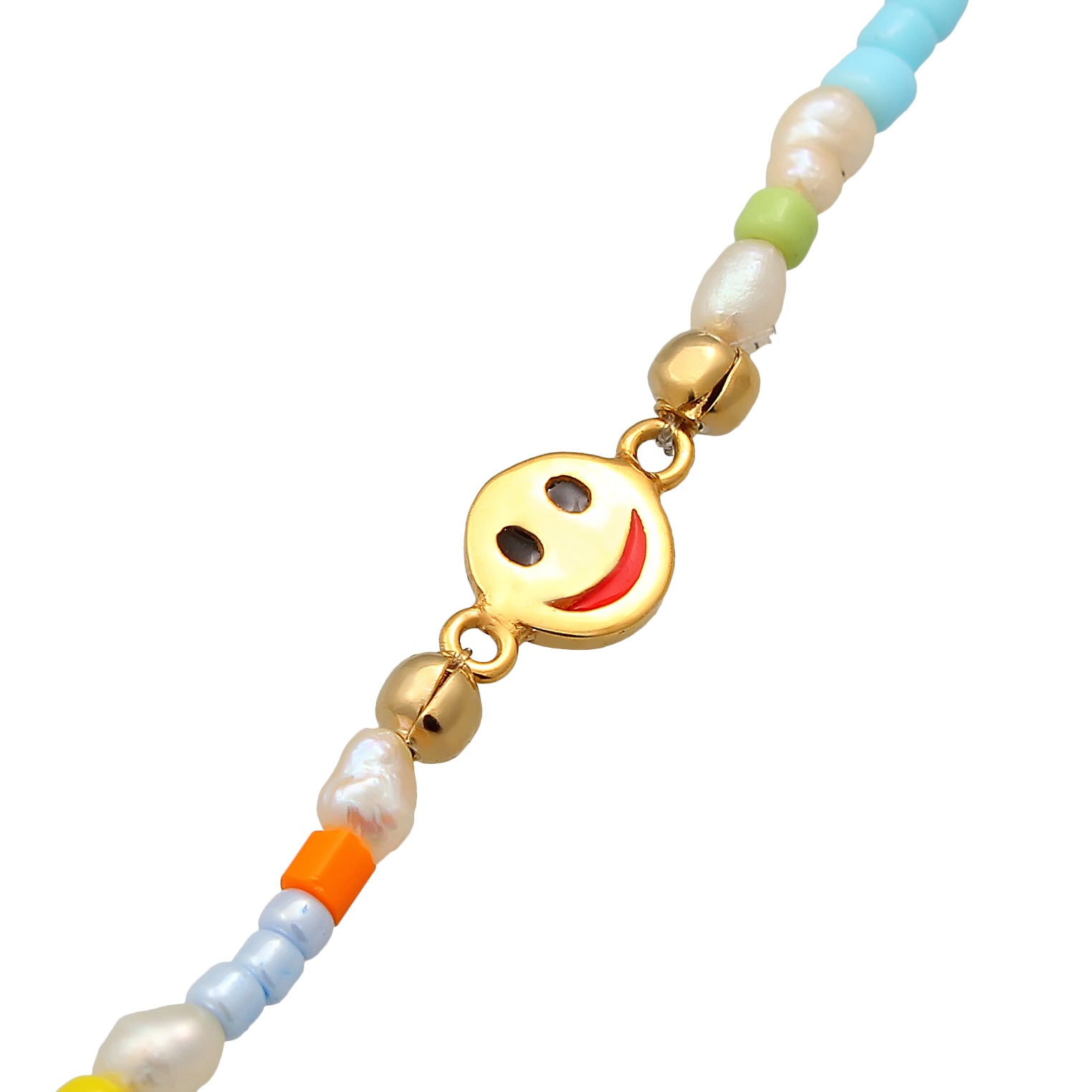 Gold Gelang Kaki Perhiasan Perak 925 Wanita Yin & Yang Heart Smile Freshwater Pearls Gold Plated