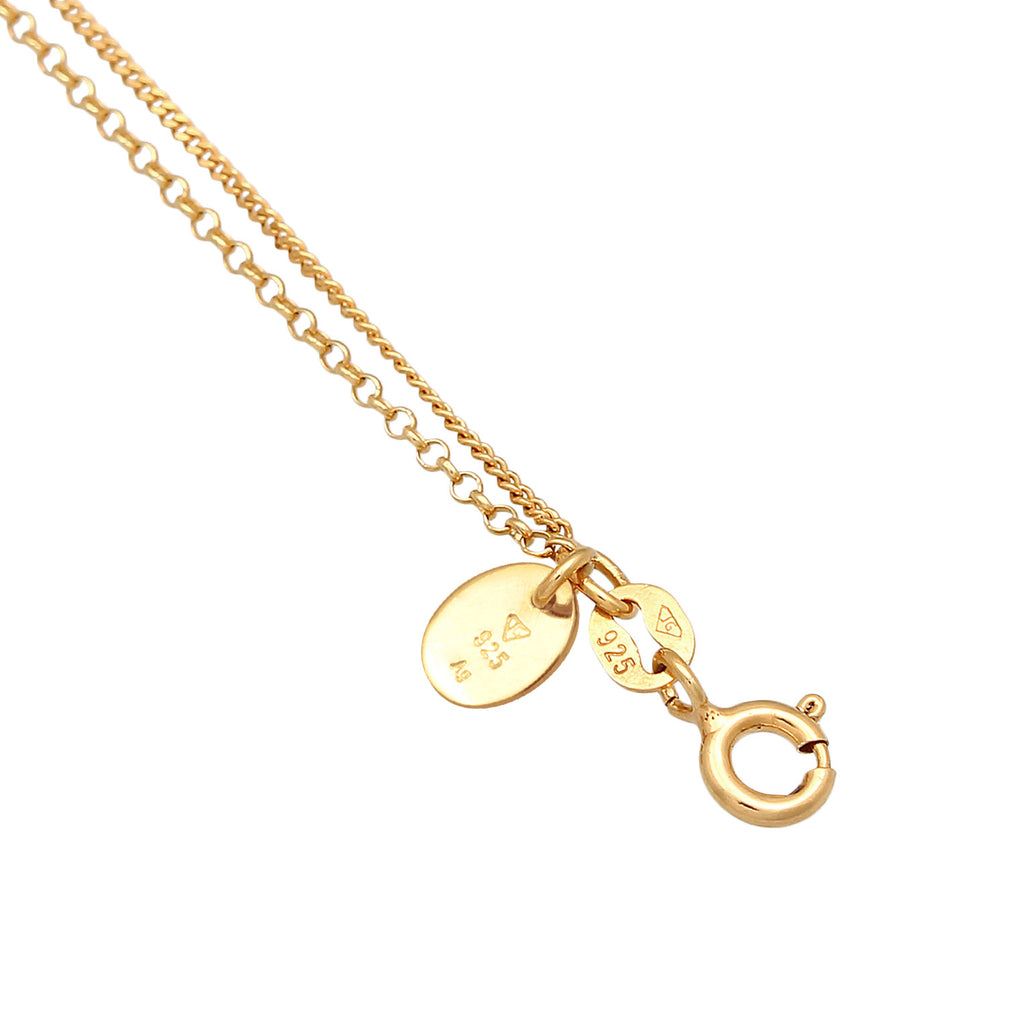 Gold - Elli PREMIUM | Sun Medallion Layered Necklace 925 Silver Gold Plated Freshwater Pearl