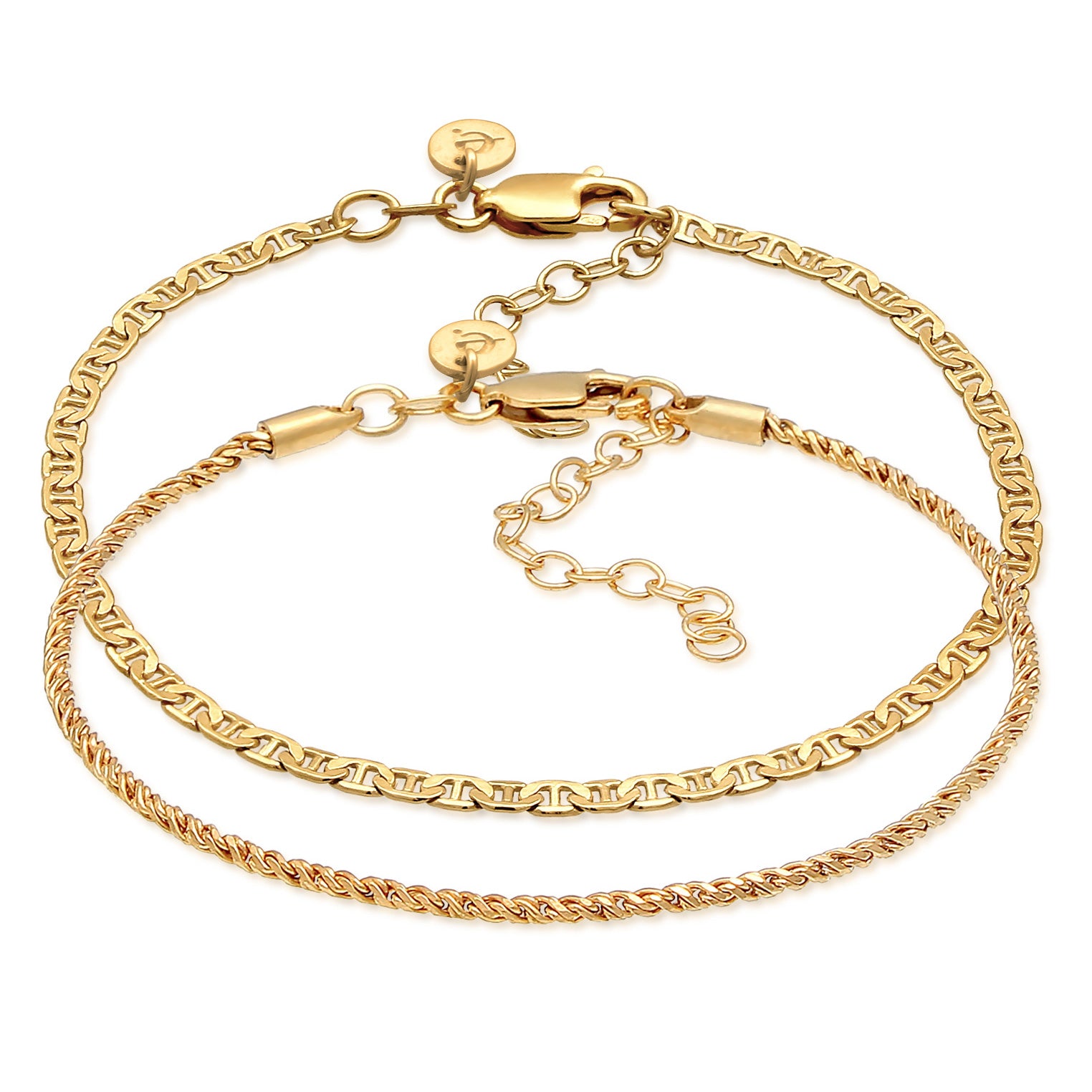 Gold Gelang Perhiasan Perak 925 Wanita Basic Cord Set Of 2 Gold Plated