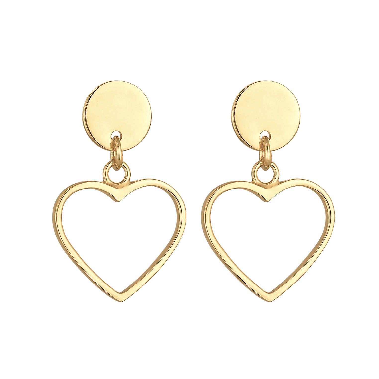 Gold Perhiasan Wanita Perak Asli - Silver Anting Ear Studs Hanger Heart Lapis Emas