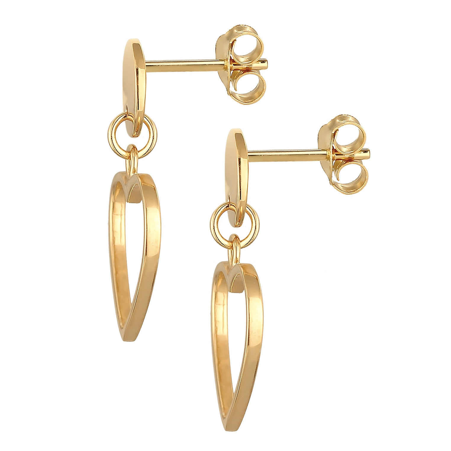 Gold Perhiasan Wanita Perak Asli - Silver Anting Ear Studs Hanger Heart Lapis Emas