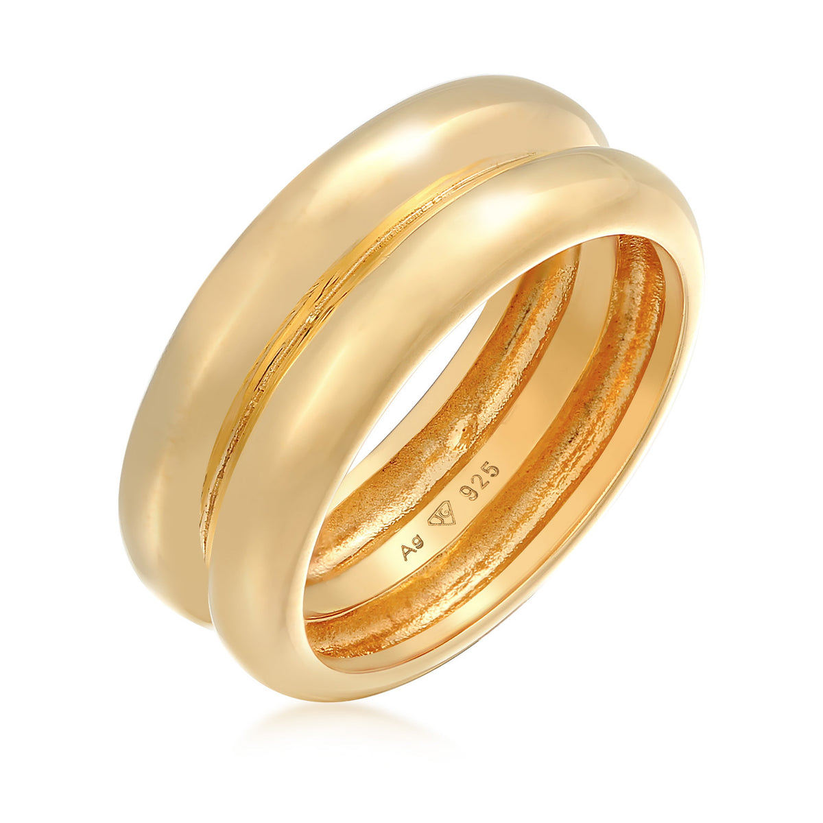 Gold - Elli PREMIUM | Chunky Her Ring 925 Silver Gold Plated
